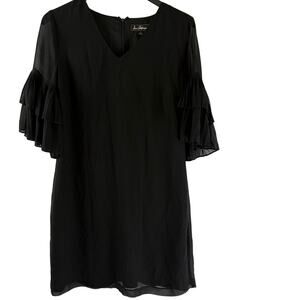 Sam Edleman Chiffon Flutter Sleeve V-Neck Black Dress Size 8